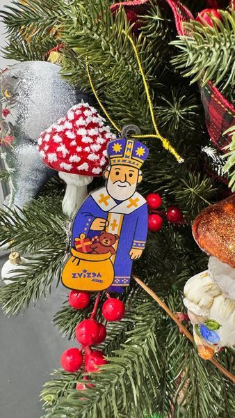 Верхівка на ялинку з іграшками &ndash; Різдвяна дерев&rsquo;яна зірка з підсвіткою 008 фото