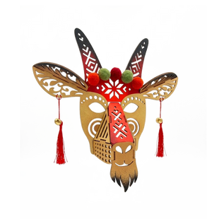 Золота дерев&rsquo;яна різдвяна маска Кози Goat002 фото